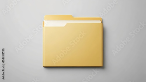Yellow File Folder on White Background