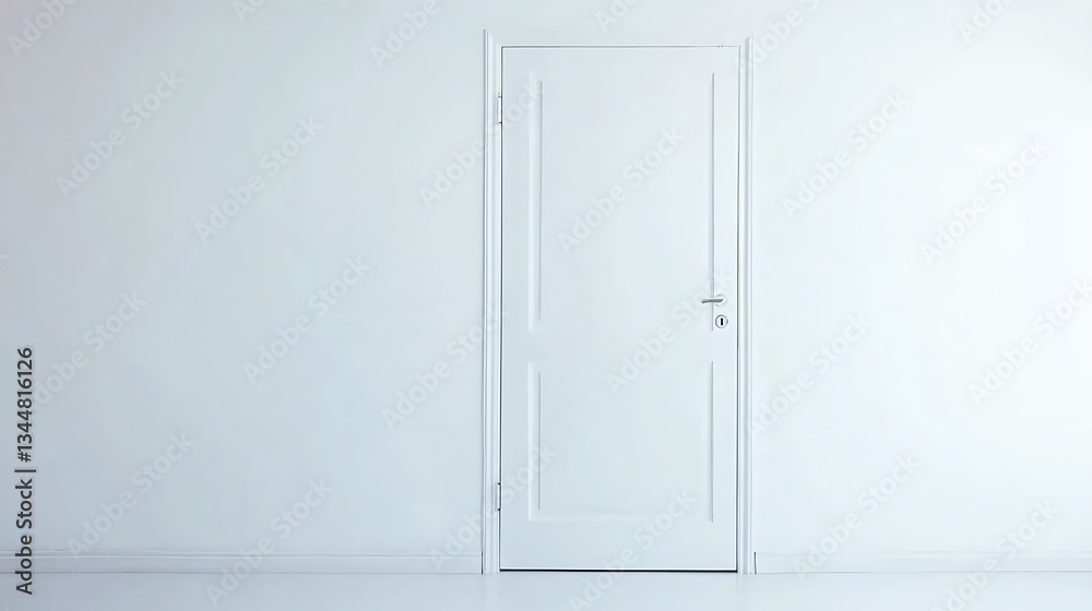 Fototapeta premium White door on white wall, simple background
