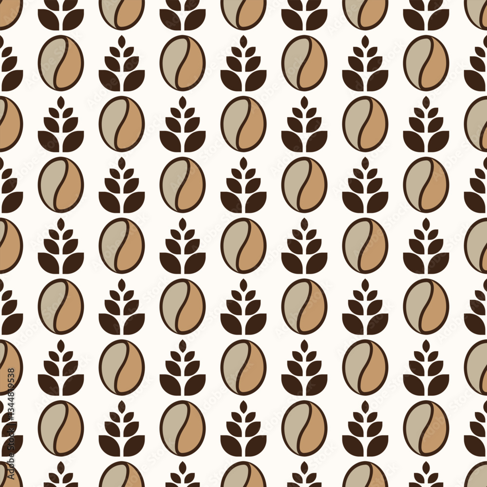 Seamless coffee bean pattern for coffee shop backgrounds, cafe decorations, dining venues and culinary events. for a coffee-themed greeting card. for coffee-themed fabric motifs