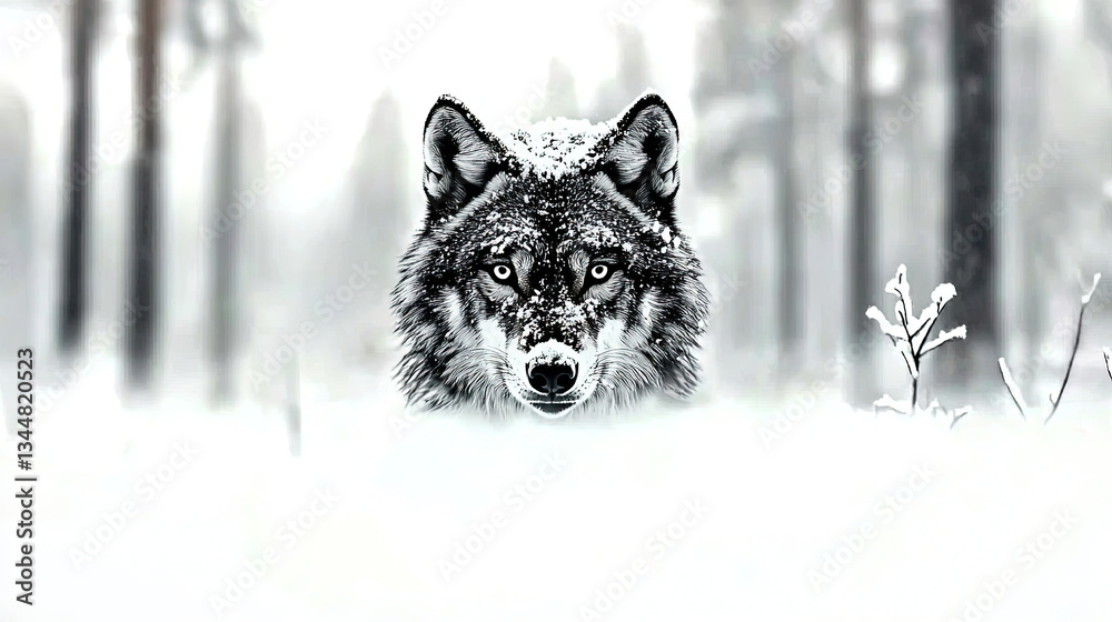 Obraz premium Gray wolf in snowy forest
