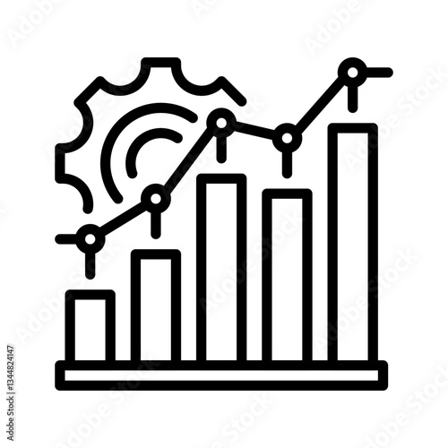 Performance Metrics Line Icon, Outline Symbol for Business Growth, Data Analysis, Productivity Measurement, Key Performance Indicators, and Success Tracking. Vector Sign Icon.