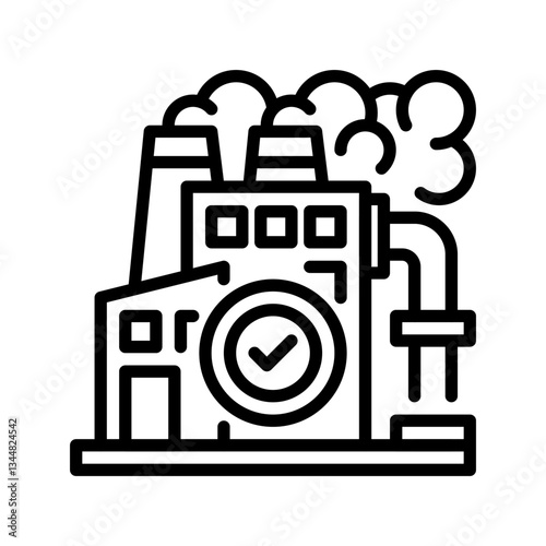 Factory Quality Check Line Icon, Outline Symbol for Manufacturing Standards, Industrial Inspection, Production Safety, Compliance Control, and Product Testing. Vector Sign Icon.