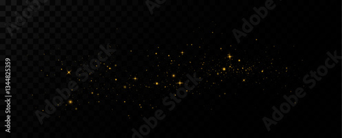 Golden sequins glow with many lights. Glittering dust. Luxurious background of golden particles.	