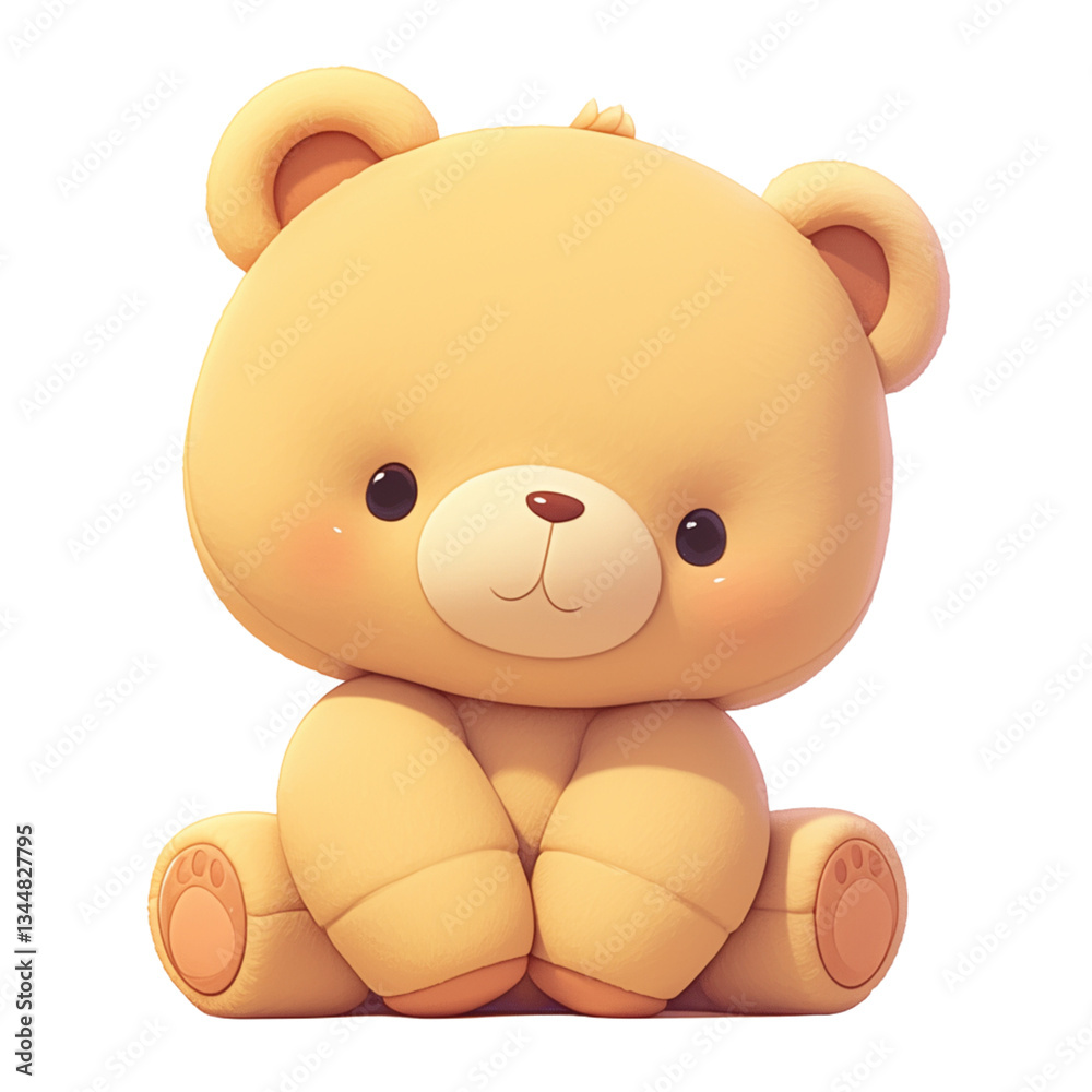 Obraz premium Playful cute bear toy cozy room digital art whimsical front view joy