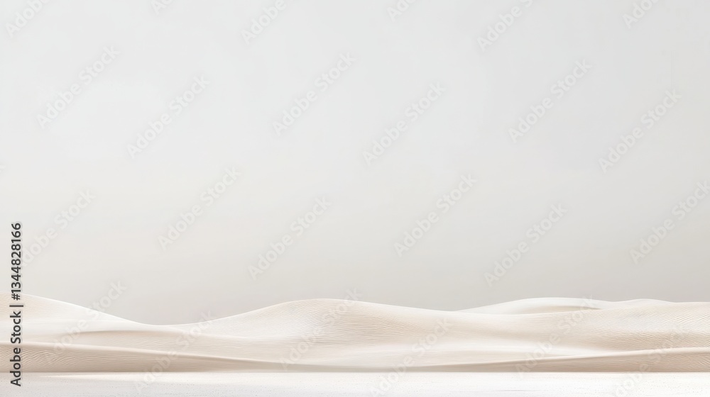 Fototapeta premium Tranquil White Sand Dunes Under Soft Gray Sky in Minimalist Landscape Composition