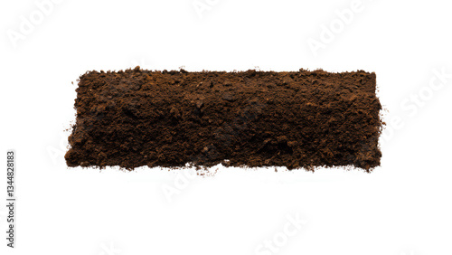 Pile soil isolated on white background, dead leaves or humus organic soil, Top view.