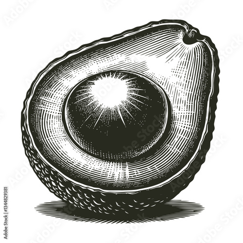 Artistic vector of a hand-drawn glowing avocado seed illustration