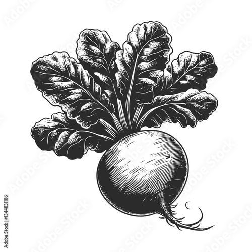 Creative radish illustration with bold colors and lifelike textures