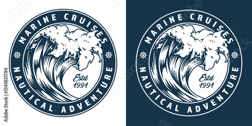 Marine cruise adventure logo elements