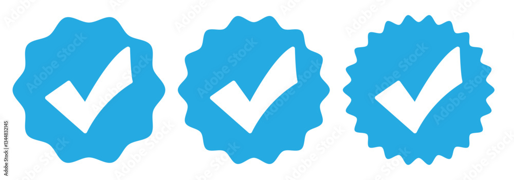 Social media and Profile Verified badge icon. Check and Approved, Accept, Instagram verified badge icon. blue verified badge icon. vector design eps 10. Social media and Profile Verified badge icon. Check and Approved, Accept, Instagram verified badge icon. blue verified badge icon. vector design eps 10.