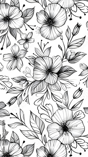 Wallpaper Mural Hand-drawn Vector Floral Elements - Elegant Botanical and Flower Line Art Design Torontodigital.ca