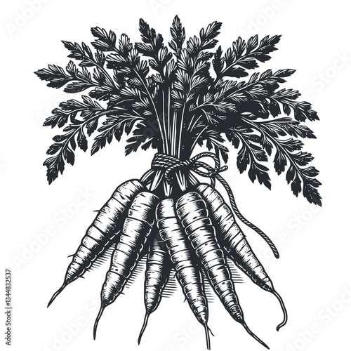 A delightful display of fresh carrots tied with twine, symbolizing organic farming and the vibrancy of natural produce