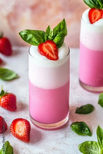 Refreshing strawberry basil smoothie delight
