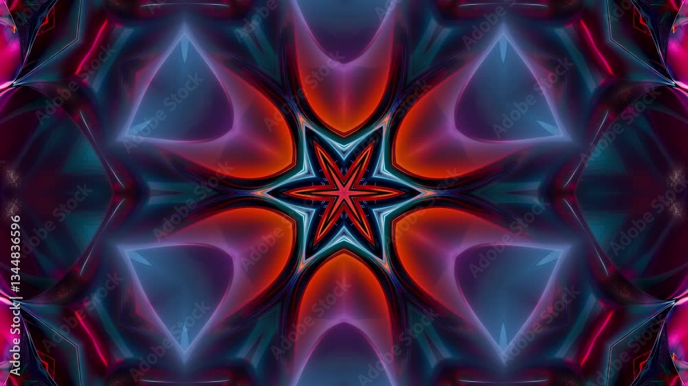 A vibrant, symmetrical kaleidoscopic design featuring floral shapes and vivid colors. A vibrant, symmetrical kaleidoscopic design featuring floral shapes and vivid colors.
