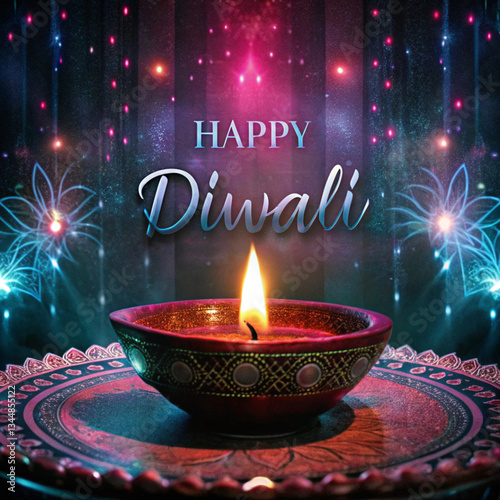 Serene Diwali Celebration With Illuminated Diya  (5)