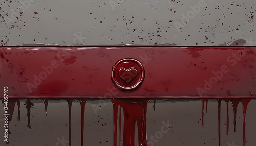 Crimson Seal on Weathered Wall.