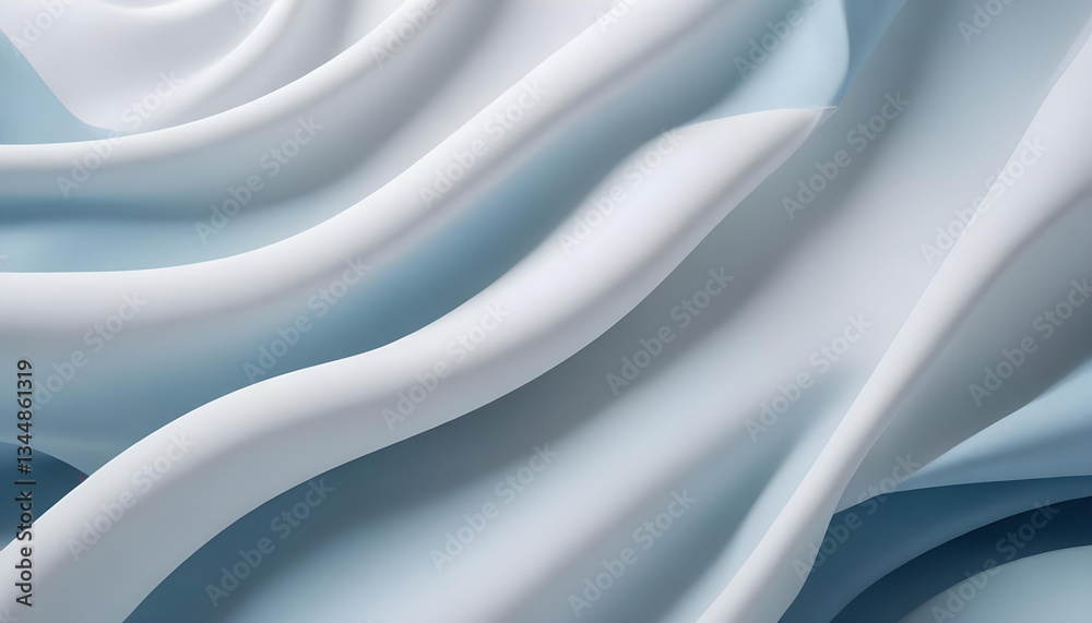 Fototapeta premium White Silk Drapery with a Shiny Blue Gradient Texture Minimalist Elegance