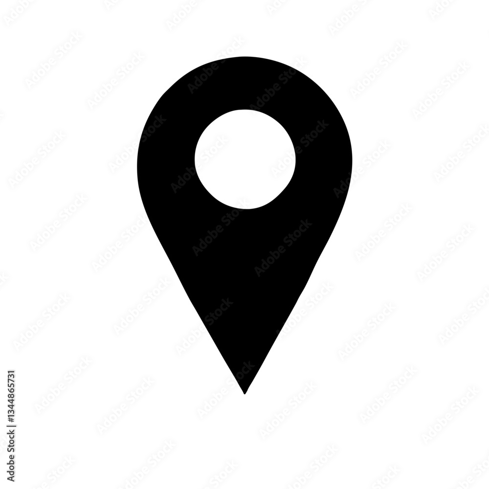 Black Location Pin Icon, GPS Marker Symbol, Navigation Pointer, Map Pin Isolated on transparent Background Black Location Pin Icon, GPS Marker Symbol, Navigation Pointer, Map Pin Isolated on transparent Background