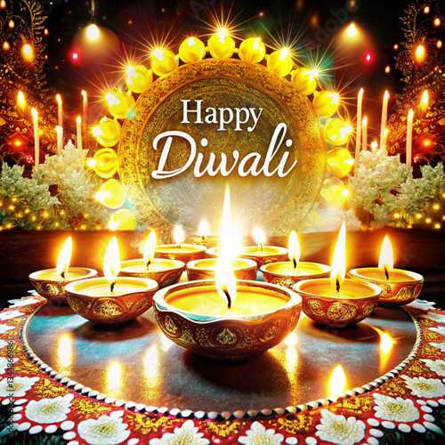 Serene Diwali Celebration With Illuminated Diya  (1)