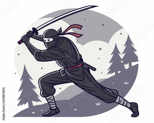 vector illustration of a warrior with sword