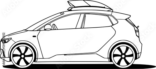 Outline of a self-driving car minimal autonomous vehicle technology illustration.