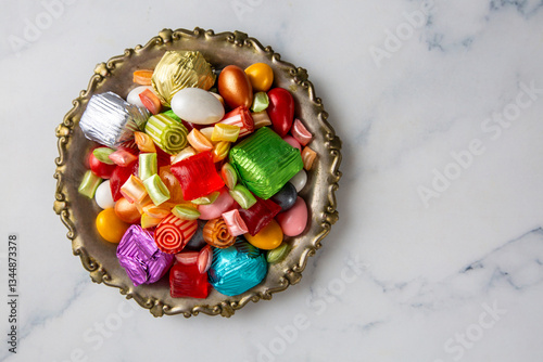 Traditional Turkish Ramadan Sweet Sugar Candy, Chocolate candie and Almond candies