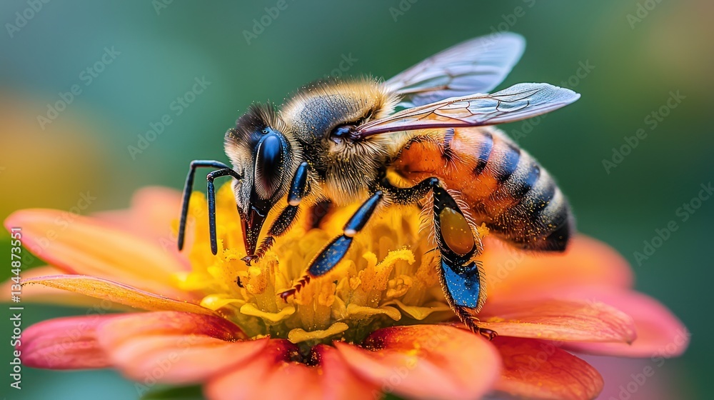 Honeybee on a vibrant flower Honeybee on a vibrant flower