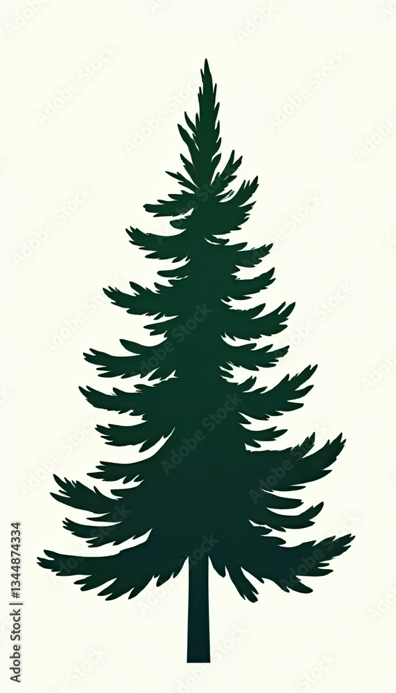 Obraz premium Silhouette of Pine Tree on Soft Background 