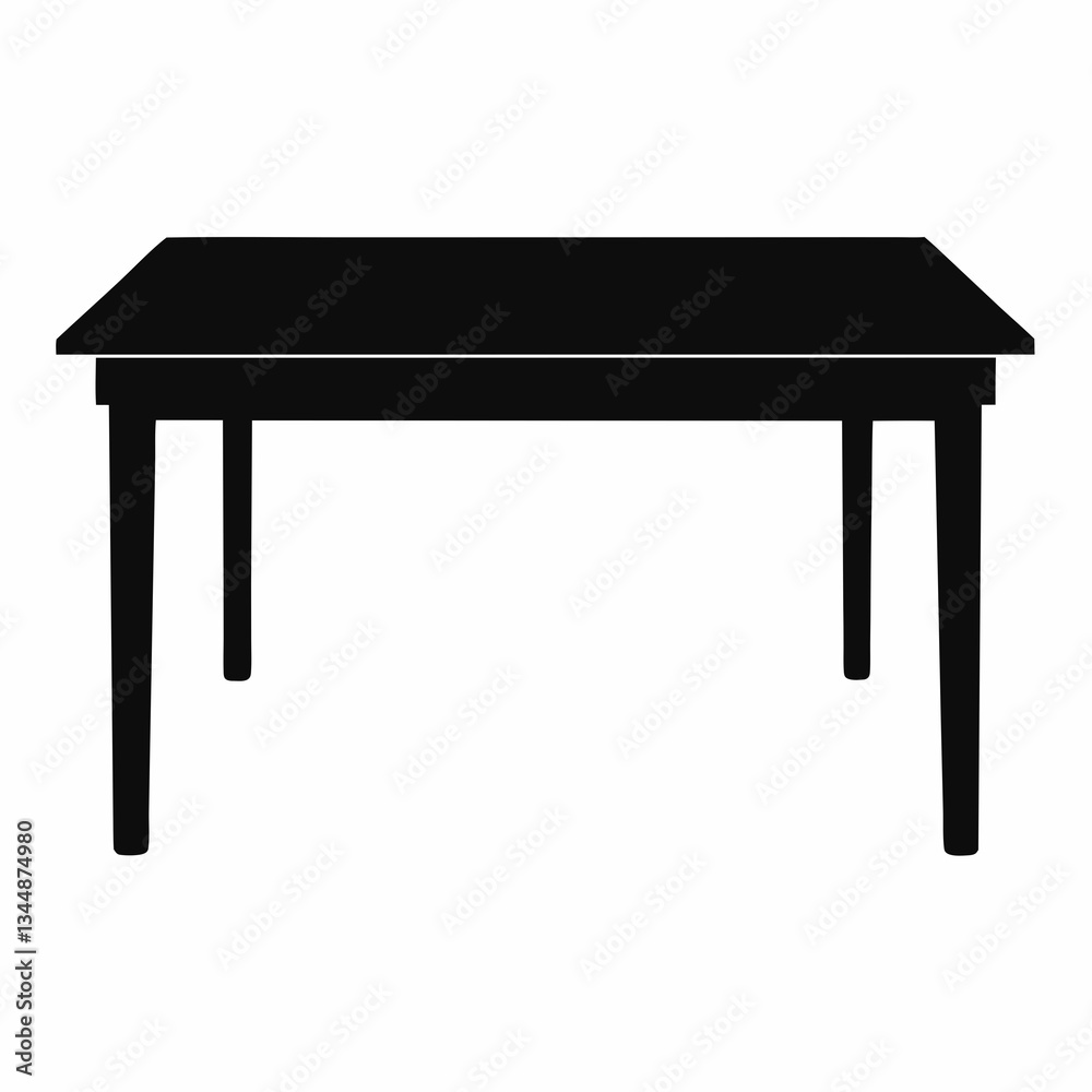 Black Silhouette of a Simple Table on White Background Black Silhouette of a Simple Table on White Background