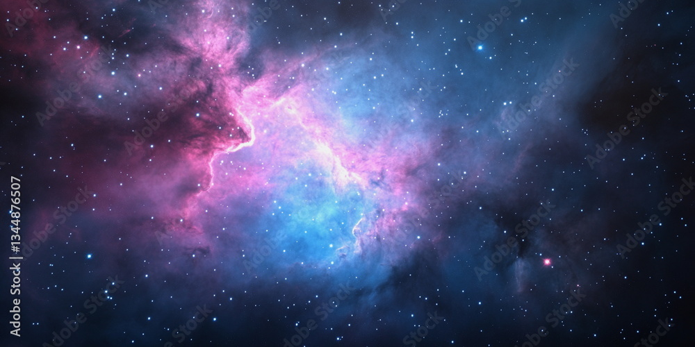 Deep space with a nebula, the formation of new galaxies