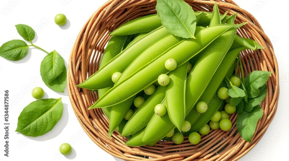 sweet green beans in wicker basket isolated on white sweet green beans in wicker basket isolated on white