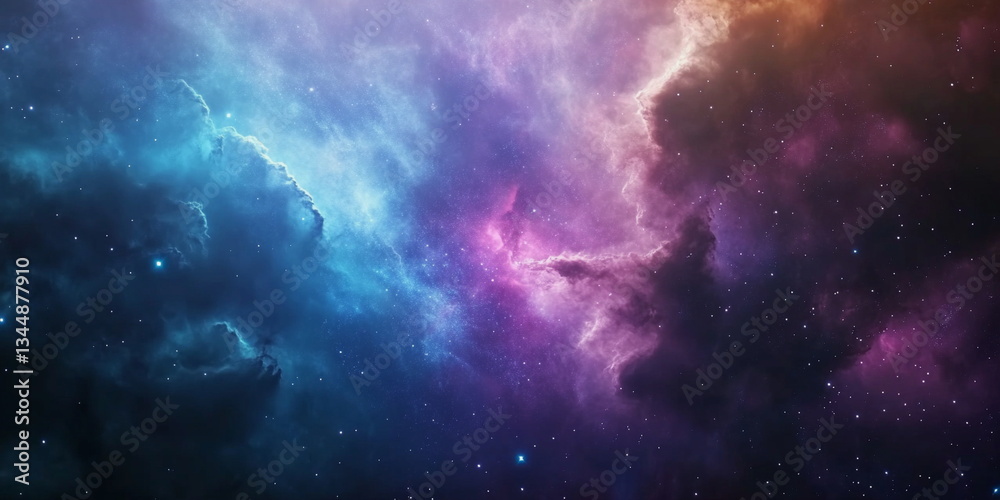 Fototapeta premium The formation of a new galaxy, a cosmic nebula, a landscape of stars and a large accumulation of gases