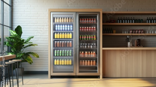 Cafe Drinks Fridge Interior Sunlight