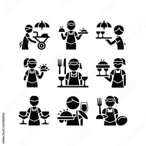 Chef Icon Set. Editable Stroke. Avatar Icons Chef icon set Chef icon set Chef Hat Line Icon Design, Editable Stroke, Pixel Perfect, Stock Illustration. chef hat
 
