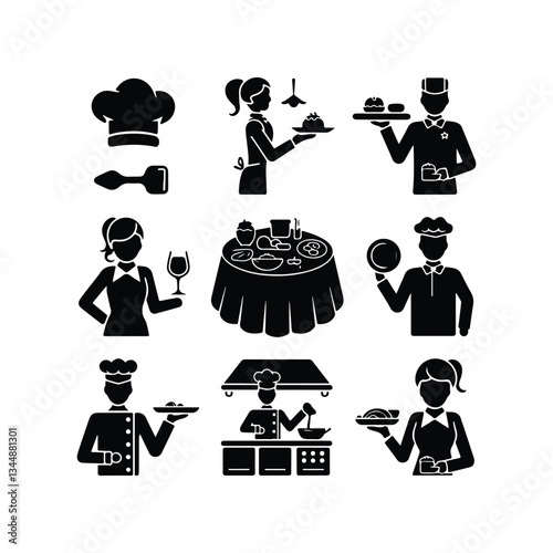 Chef Icon Set. Editable Stroke. Avatar Icons Chef icon set Chef icon set Chef Hat Line Icon Design, Editable Stroke, Pixel Perfect, Stock Illustration. chef hat
 
