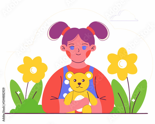 little girl with a dog