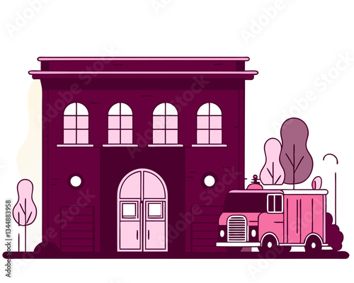illustration of a fire station