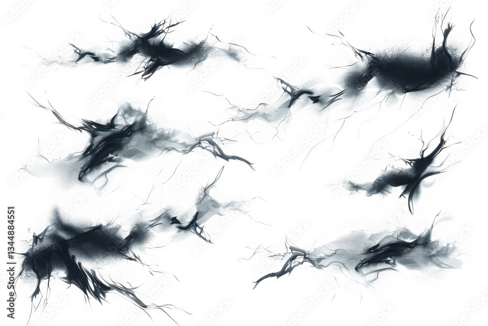 Fototapeta premium Set of 9 black smoke effects vector