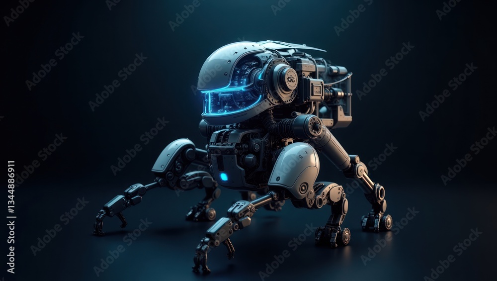 Fototapeta premium Futuristic Quadrupedal Robot Design: A 3D Render of a Sleek, Advanced Robotic Canine