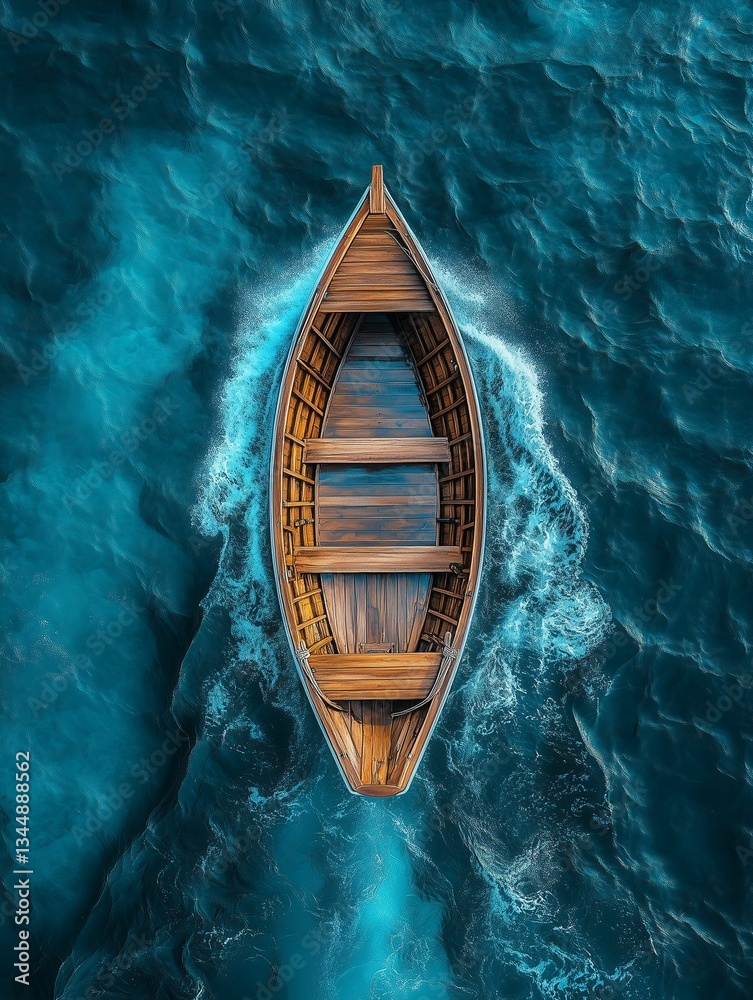 Serene Aerial View of a Sailing Boat Serene Aerial View of a Sailing Boat