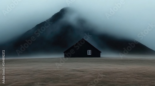 Obraz na płótnie Misty Mountaintop Cabin w salonie