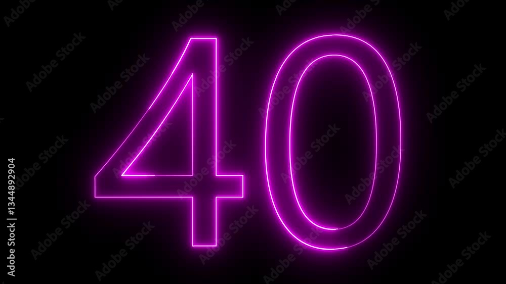 Glowing neon pink color Number 40 animation icon digit sign symbol on black background Glowing neon pink color Number 40 animation icon digit sign symbol on black background