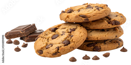 chocolate chip cookies isolated on white