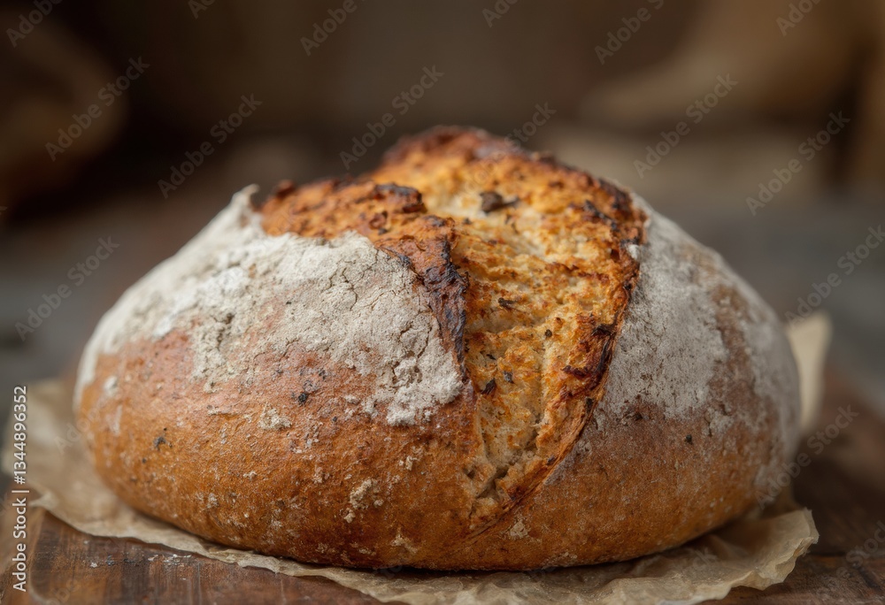Bread on a wooden table with knife and spoon on it Bread on a wooden table with knife and spoon on it