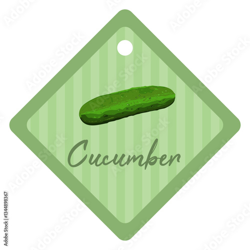 Organic farm fresh label tag with Cucumber. Product package design.
