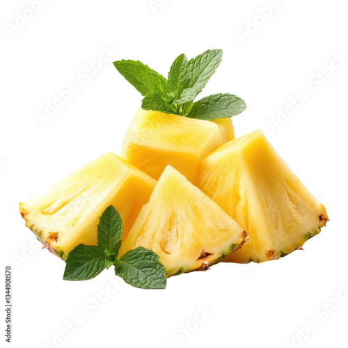 Vibrant pineapple slices and mint a kitchen photography delight