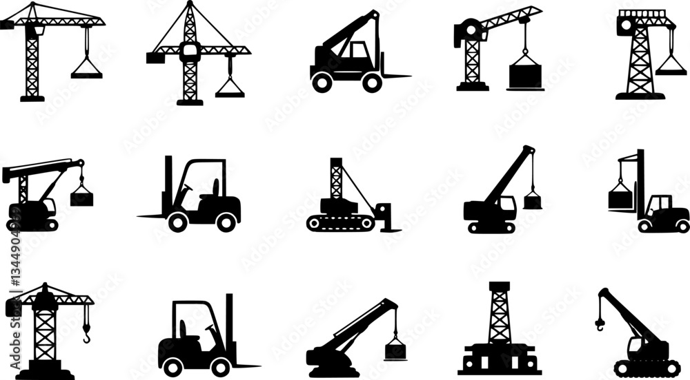 set of Lifting machine icons set. Vector. Illustration
