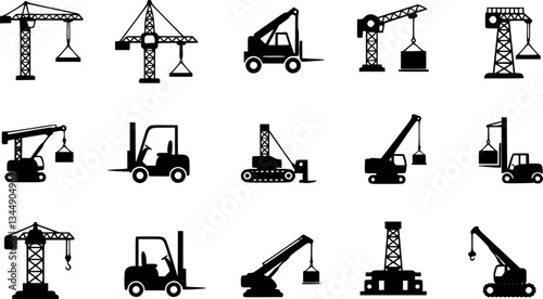 set of Lifting machine icons set. Vector. Illustration

