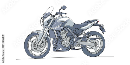 motorcycle, bike, continuous single one line art stylized representation of a motorcycle, crafted using a continuous single line hand drawn technique