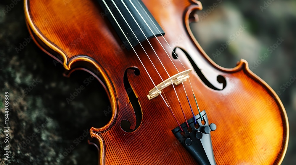 Fototapeta premium Close-up of a Polished Violin, Musical Instrument Detail